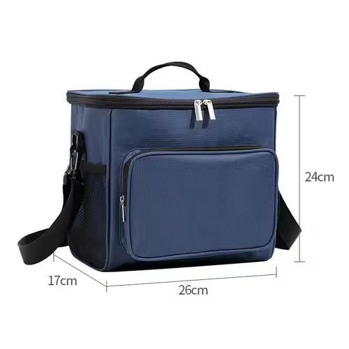 Large Insulated Thermal Lunch Bag - Leakproof Reusable Tote with Adjustable Shoulder Strap - Portable Multi-Compartment Food Carrier for Office School Outdoor Use - Available in Navy Blue Grey Green Red