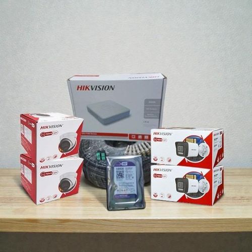 4 Ultra High Quality Motion Detection Hybrid Colored Night Vision 4 1080P Full HD 2MP Smart Hybrid Colored Night Vision Audio Sound Recording CCTV Cameras Complete System kit-500GB Harddisk