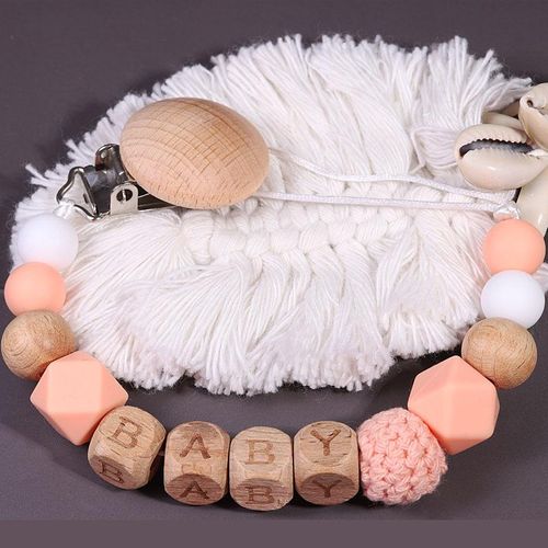 Personalized Name Baby Pacifier Clips Chains Silicone Beads Teethers Dummy Nipple Holder Clip Newborn Teething Toys Accessories
