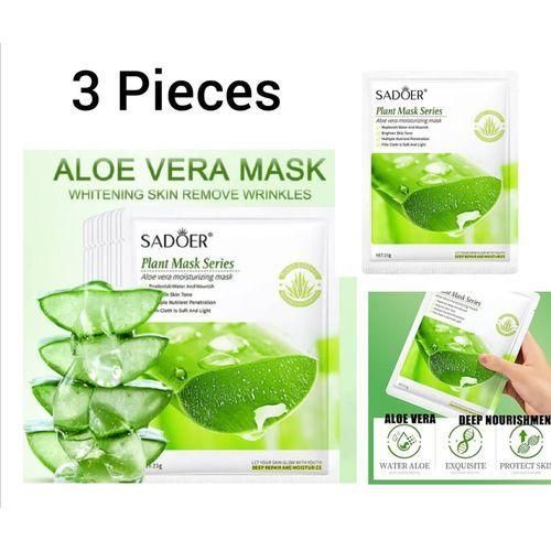 SADOER 3 Pieces Face Hydrating and Moisturizing Aloe Vera Facial sheet Mask Anti Wrinkles anti Aging