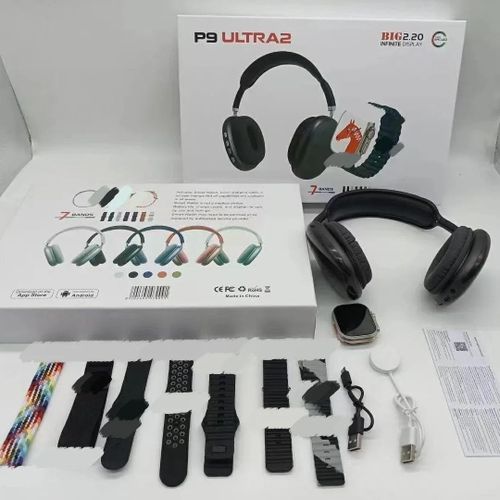 P9 Ultra 2 Headphones And Smartwatch Pack of two with 7 straps