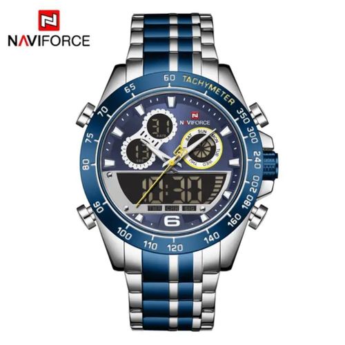 NF9188 Mens Dual Display Sport Watch Stainless Steel Waterproof