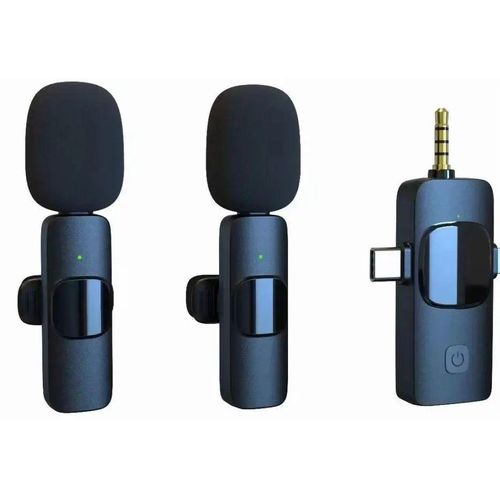 Dual Wireless Lavalier Microphone 3 in 1 Mini Lapel Mic System for iPhone Type C Android Camera Interview Recording