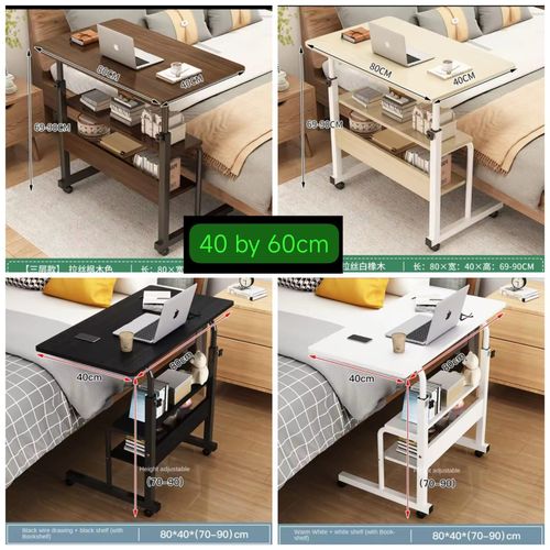 Adjustable Laptop Table with Wheels – Heavy Duty, Storage Shelf
