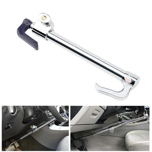 Low Maintenance steering wheel and clutch security lock Heavy Duty Universal Anti-Theft Security Car Steering Wheel Lock Brake Clutch Lock Retractable Locking Hook Device with 3 Keys