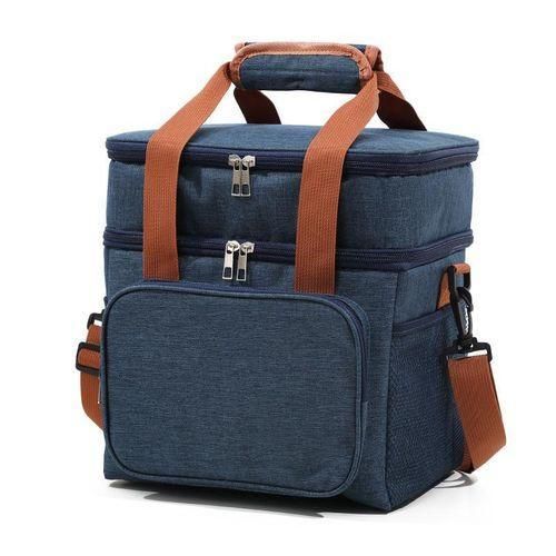 Double Layer Lunch Bag, Insulated Lunch Bag for Men Women, Double Deck Lunch Box, Large Capacity Lunch Tote Bag, Outdoor Portable Cooler Bag with Shoulder Strap for Office Work,Camping,Picnic,Travel