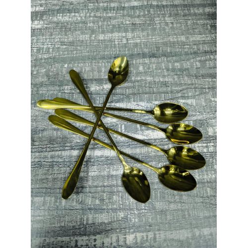 6 Pcs Gold Stainless Steel Tea Spoons – Elegant Cutlery Set