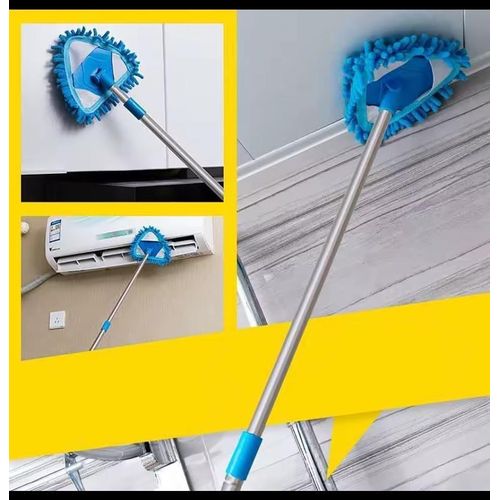 Triangular Wall Cleaning Mop with Long Handle 360 Degree Rotating Corner Ceiling Cleaner Adjustable Extension Pole Microfiber Dust Mop for Walls Windows Floors and High Reach Home Cleaning Tool Durable Lightweight