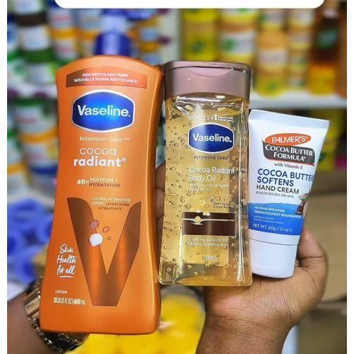 Vaseline Cocoa Radiant Lotion, Cocoa Radiant Oil & Palmer's Cocoa Butter Hand Cream