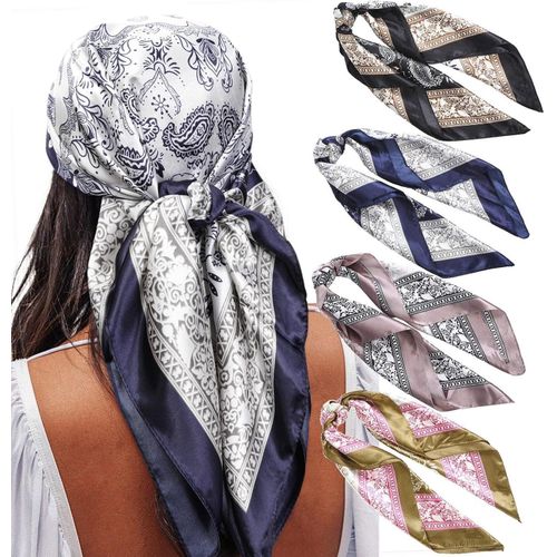 Silk Head Scarf Women Luxury Hair Scarve Summer Foulard Femme Satin Shawl Kerchief 90cm Square Headscarf Bandana Cheveux