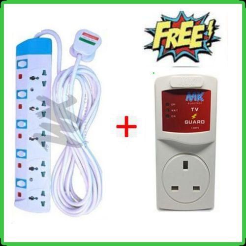 SAFE AND RELIABLE POWER EXTENSION // 5-Way Power Extension Cable Plus Free Tv Guard