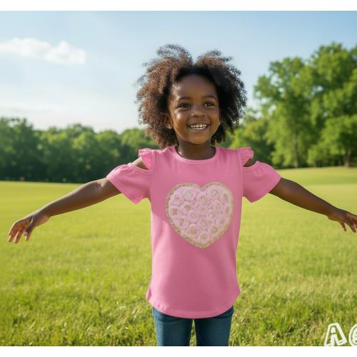 Girls Funky Live Heart T-Shirt Trendy Cotton Tee for Kids Stylish Girls Wear