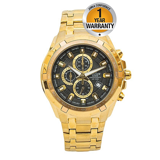 CASIO EDIFICE Black And Gold Dial With Gold Strap Watch ...
