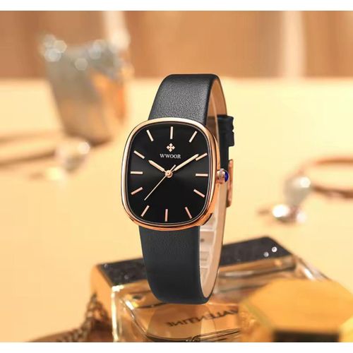 Rose Gold Rectangular Luxury Watch