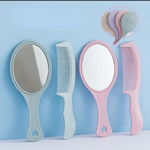 Cute 2-in-1 Hand Mirror and Comb Set - Creative Detangling Hair Brush with Integrated Makeup Mirror - Portable Cartoon Design Beauty Kit for Girls, Students, and Travel