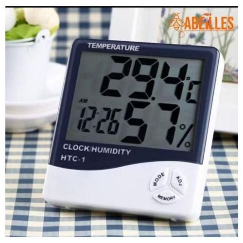 HTC-1 Digital Thermometer Hygrometer IndoorOutdoor Temperature Humidity Monitor With LCD Clock