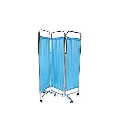 Hospital Screen Ward 3 Fold White with Blue Fabric Screen