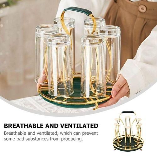 Anbaide Rotating Golden Rack 6pc Tumbler Holder