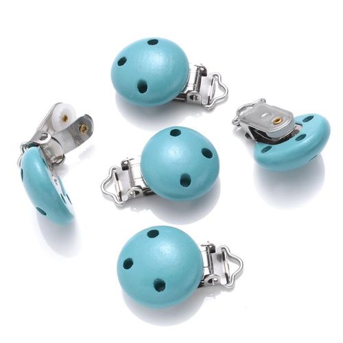 10Pcs 14Color Wooden Baby Pacifier Holder Clip 30mm Round Dummy Nipple Clasps For DIY Pacifier Clips Chain Teether Accessories