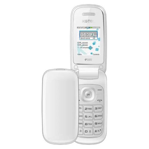 E1272 Dual SIM Card Wireless FM Facebook GSM 1150mAh Battery folding flip feature phone White