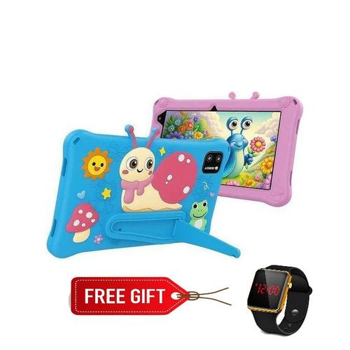 M750 kids tablet 7inch Display 256GB ROM 6GB RAM 4000mAh Battery Android 13 - Blue Free LED Watch