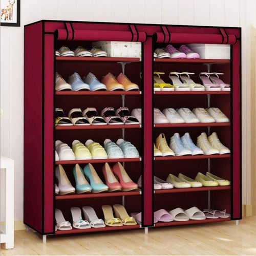 Portable 5 tier shoe rack 5 2 tier shoe storage rack with cloth cover Easy to assemble Shoe Rack Cabinet Waterproof Dustproof And Lightweight Large capacity Shoe Cabinet Storage With Dust Cover