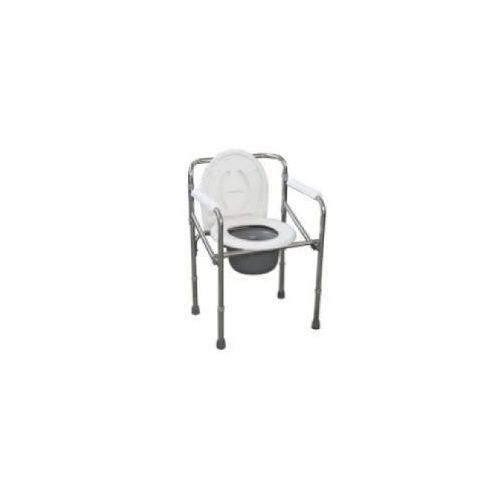 Chrome Plated Steel Commode Chair, 3inch Castor, Rear One With Pedal Brake, Height Adjustable, Width 53 Cm, Bear 100 Kgs, Bariatric (YM696W)