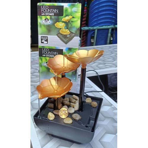 LED Desktop Water Fountain with Stones Indoor Tabletop Waterfall Home Decor