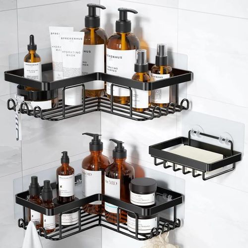 3-in-1 Metallic Organizer Shelf – Shower Caddy & Kitchen Storage Rack