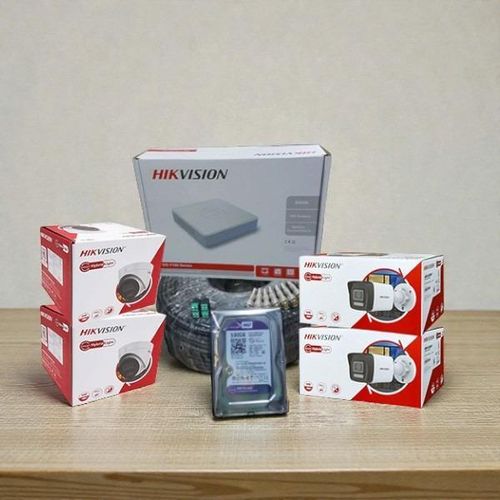 4 Compact Design High Performance Hybrid Colored Night Vision 4 1080P Full HD 2MP Smart Hybrid Colored Night Vision Audio Sound Recording CCTV Cameras Complete System kit-500GB Harddisk