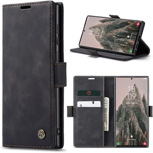 For Samsung Galaxy S22 Ultra 5G Suede PU Leather Wallet Case Flip Folio Stand View Shock-proof Book Matte PU Cover With Card/Cash Slots Kickstand Magnetic Closure