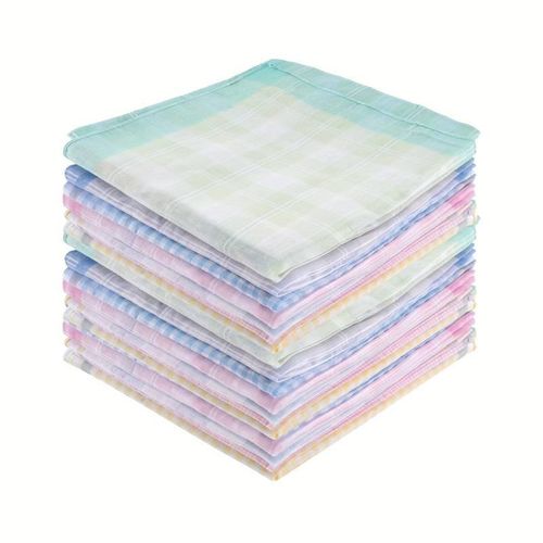 Random Colors Men/Women's Elegant Soft Cotton Handkerchief-40 x 40 cm (12 Pieces)