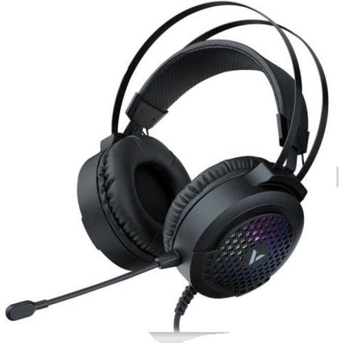 VH120 RGB Gaming Headset with Adjustable Microphone – Over-Ear Stereo Headphones with Colorful LED Lighting for PC Gaming – Black