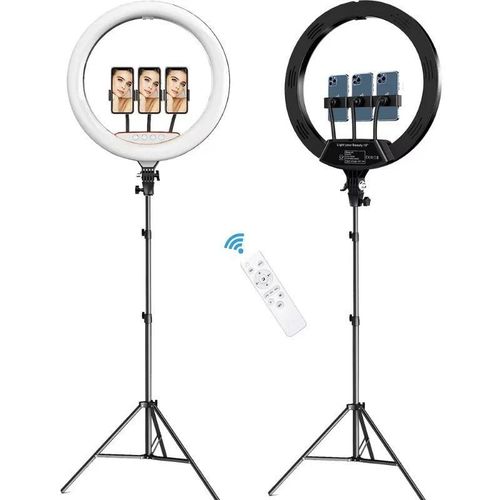 LJJ-45 18-Inch Professional LED Selfie Ring Light with Stand, Remote Control & Adjustable Brightness for Influencers