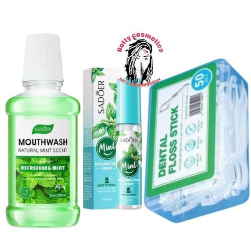 Sadoer Oral Care Set Mouth Wash Oral Spray Dental Floss