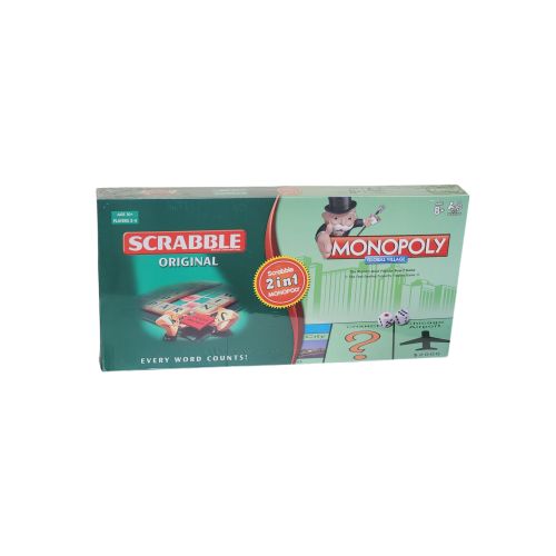 2in1 Scrabble & Monopoly Board Game Double the Fun, One Smart Set!