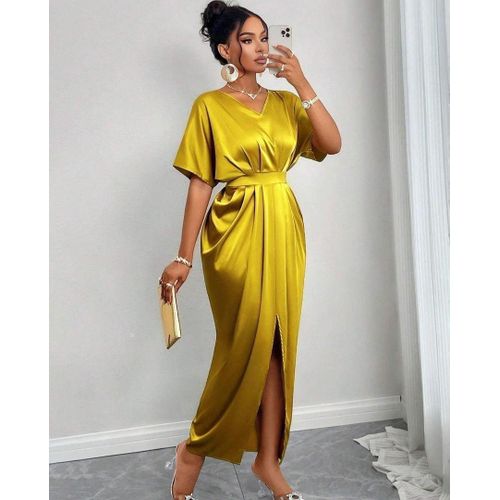 Satin yellow ladies dress