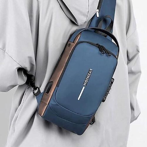 Waterproof Polyester Slim Unisex Crossbody Sling Bag Chest Backpack Men's Shoulder Bag, Leisure Travel Handbag, Hard Shell Anti-Theft Chest Bag