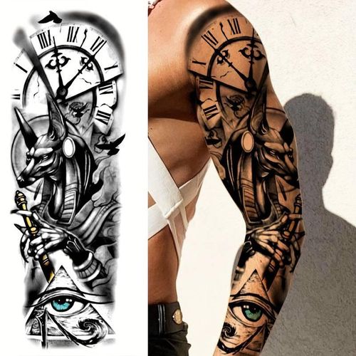 Men's Waterproof Tattoo Sticker, Temporary Tattoo Full Arm Sleeve, Suitable for Men/Women