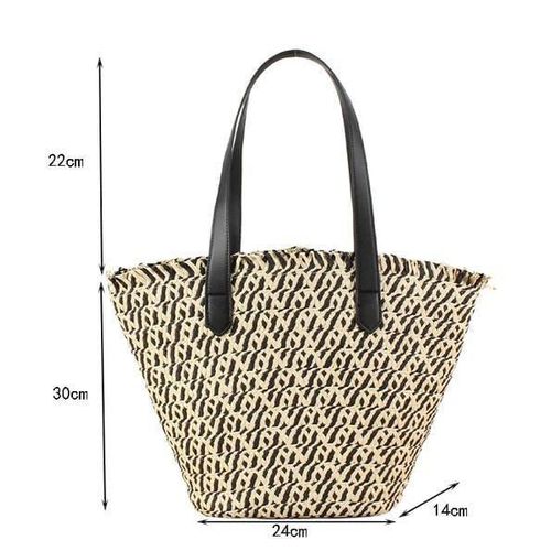 Women Braided Basket Shoulder Bag – 24×14×30cm, Zipper Closure with Lined Interior, Stylish and Spacious