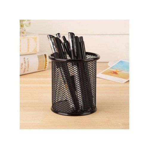 Buy now Metal Round Mesh Pen Stand & Pencil Holder Table Desk Organizer for Home, Office Black