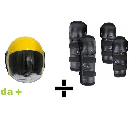 Motorcycle Half Face Helmet + Racing Knee And Elbow Guard Protector
