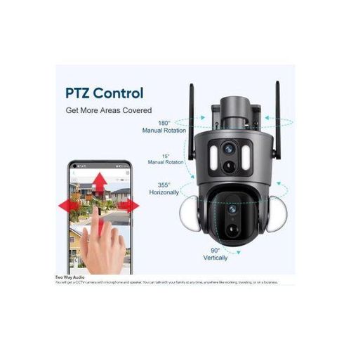 4G Dual Lens Solar Powered Security Camera, 4MP Wireless Camera,360° Pan & Tilt, With Full Color Night Vision, Rechargeable Battery