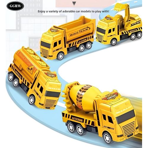 Children's educational toy engineering pull-back inertia car set, intelligence development sliding car, holiday gift