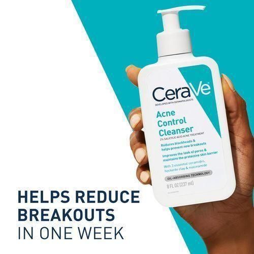 CeraveAcne Control Cleanser Salicylic Acid -Face Wash for Acne- Anti-Acne Blackhead Oil Control Cleanser