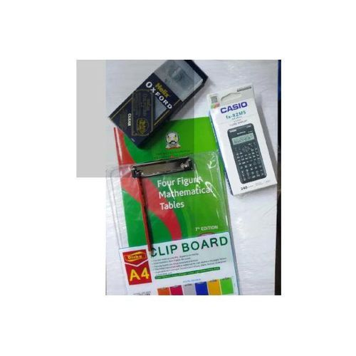 Exam stationeries calculator/Set/Log table, clear board, pencil all