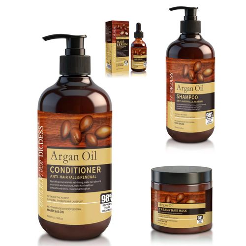 4 in 1 Argan oil Hair wash SET -Shampoo, Conditioner, Hair mask, Hair oil + 2pcs styling Comb