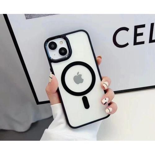 Apple iPhone 14 Case, Black Acrylic Clear Back TPU Sides with Tactile Buttons and Magnet for Magsafe Back Cover Phone Cover
