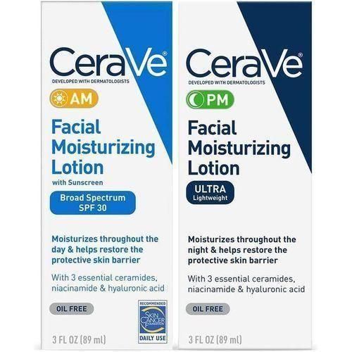 CeraveeAM Facial Moisturizing Lotion- Lightweight and Repair Sensitive Skin 52ml PM Facial Moisturizing Lotion Set Oil-Free Day Night Hydration with Ceramides