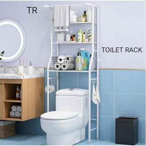 Above Toilet Storage Rack Freestanding Bathroom Bathroom Shelf Floor Mounted - White